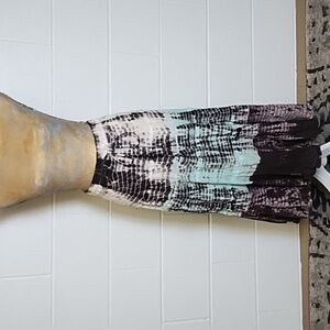 Tiered Gauzy Tie-Dyed Bohemian Hippy Full Maxi Lined Skirt M/L